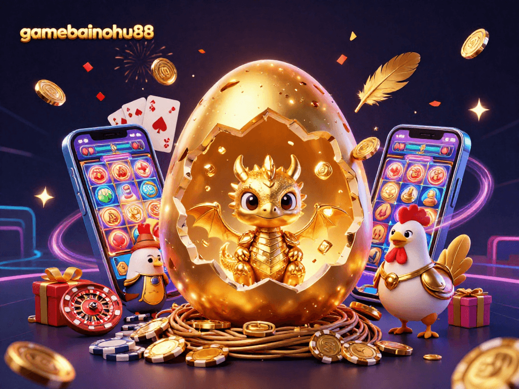 Join the excitement at gamebainohu88 with a golden baby dragon and casino thrills.