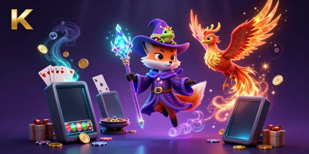 Experience thrilling gameplay at GK88 with vibrant slot games, golden coins, and mystical characters.