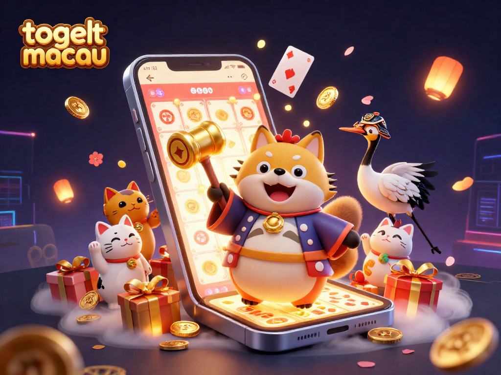 Menggandakan peluang togel toto macau dengan ilustrasi kucing maneki-neko dan tanuki yang beruntung.