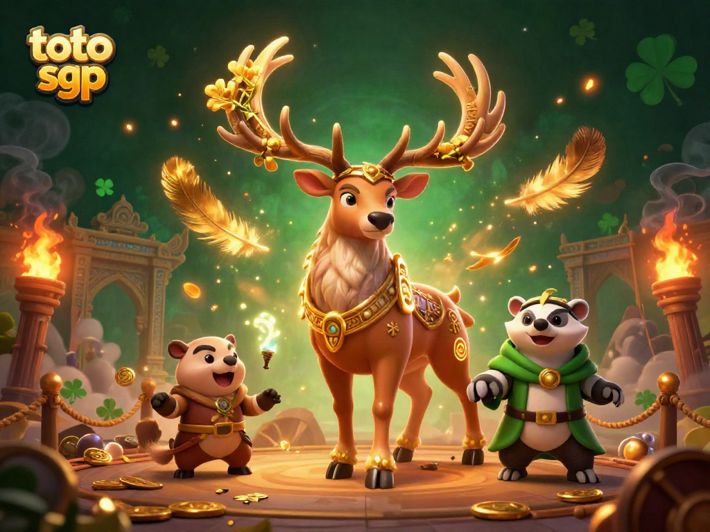 Play the exciting toto sgp lottery with a mythical druid and a wise badger in an enchanted scene.