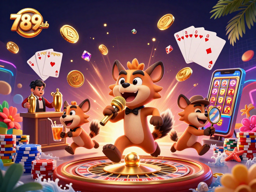 Enjoy thrilling gameplay at 789club with vibrant hyena characters in a dynamic casino scene.