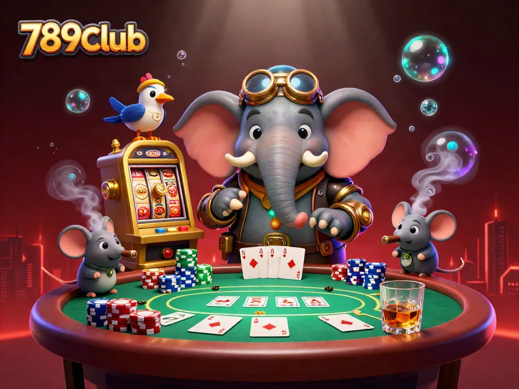 Experience the thrilling gaming world of 789CLub with a vibrant steampunk casino scene featuring animated characters.