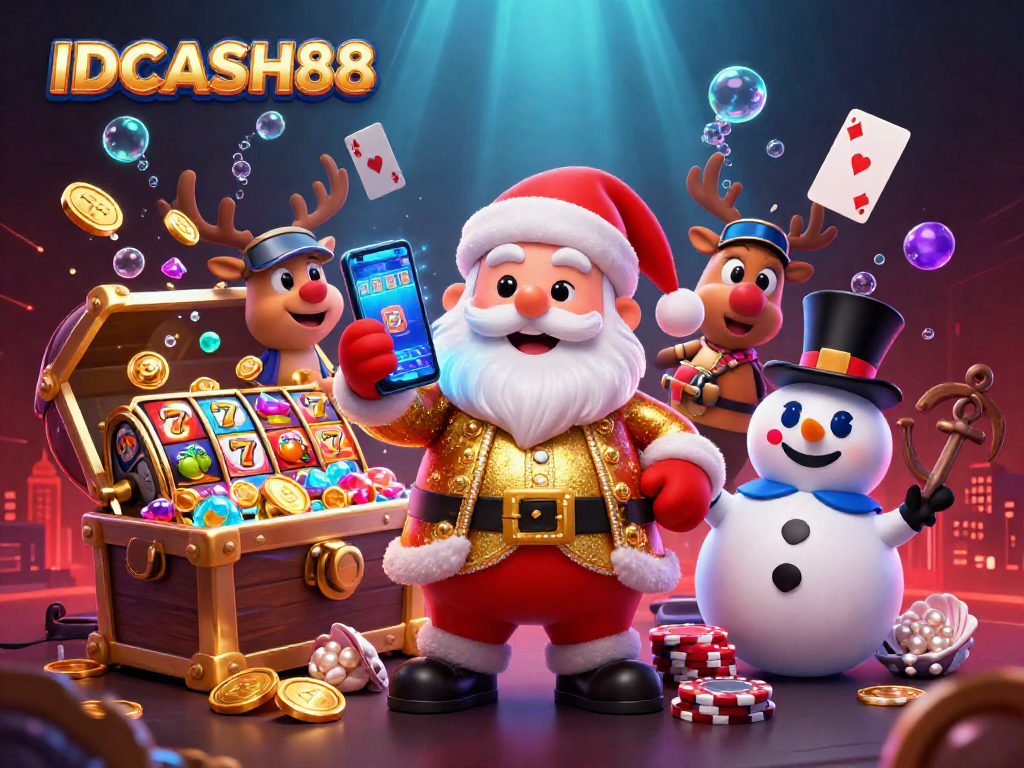 Play slots and win big with IDCASH88 in this exciting digital casino illustration