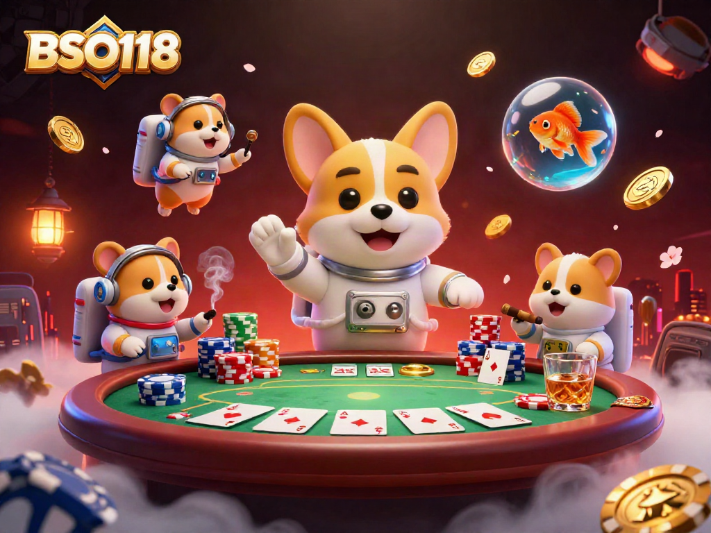 BSO118 launches in a cosmic casino with a floating corgi and poker elements