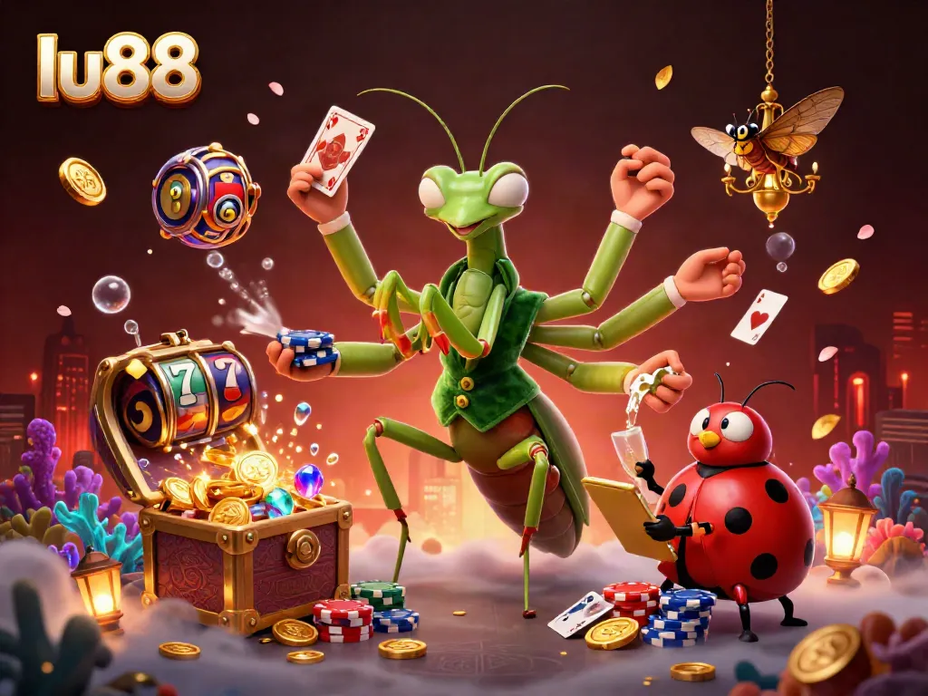 Experience the thrill of play at lu88 with a vibrant 3D illustration of engaging casino scenes.