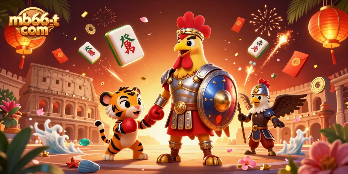 Experience thrilling gameplay at mb66-t com with a dynamic casino illustration featuring vibrant elements.