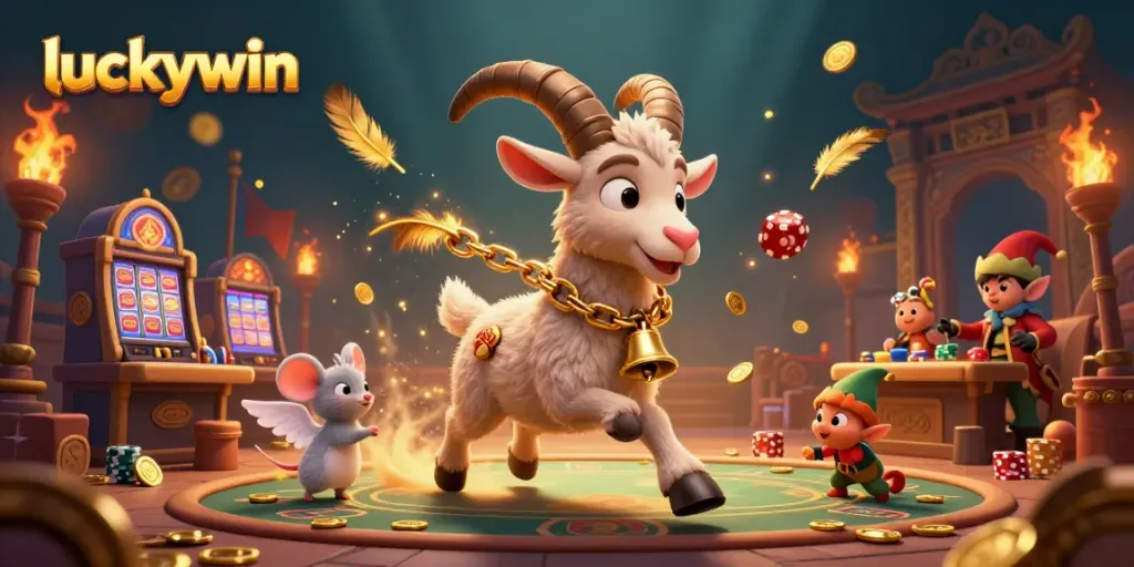 Experience exhilarating excitement at luckywin with gremlins stealing chips amidst a dynamic casino scene.