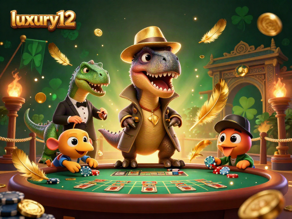 luxury12 velociraptor card counter sneaks chips at blackjack table in a vibrant casino scene