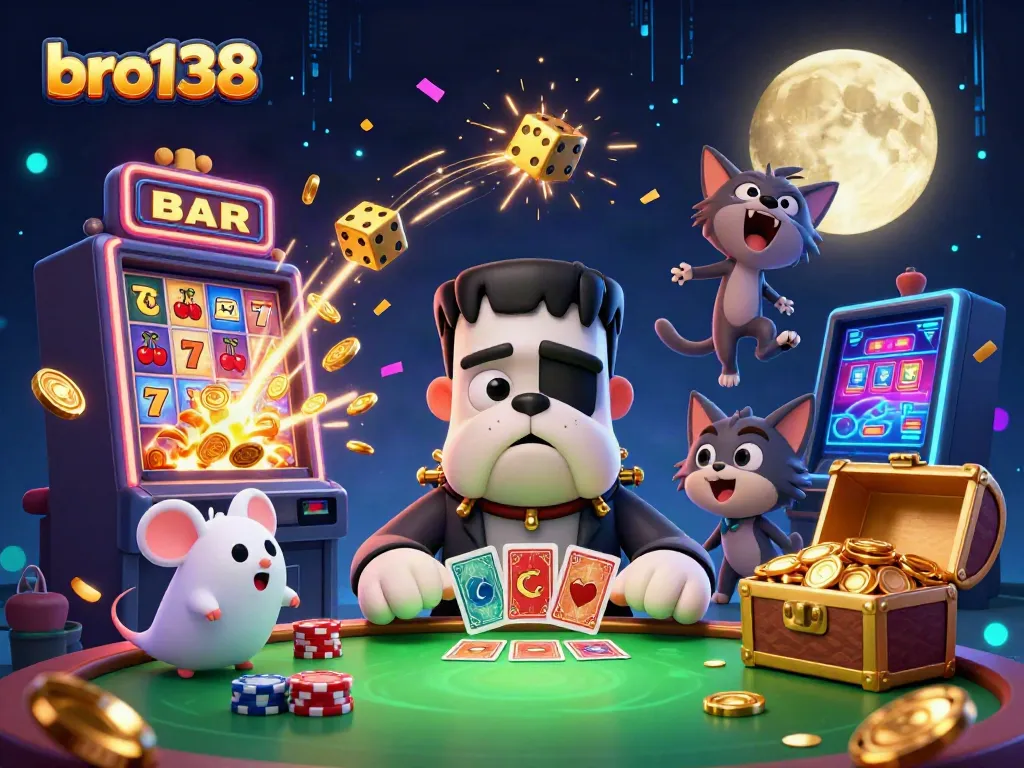 Experience the thrill of bro138 with live gaming characters at a vibrant casino environment.
