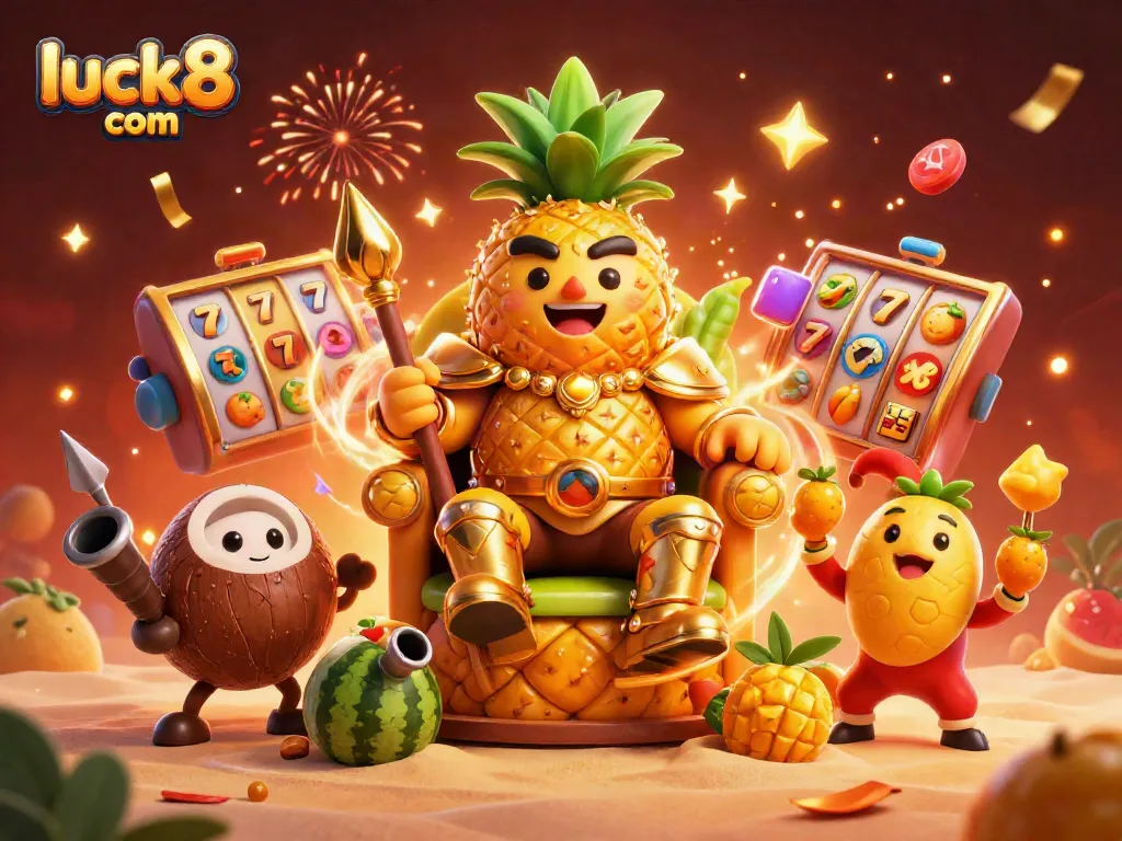 Experience thrilling gaming at luck8 com with vibrant casino elements and characters in a festive scene.