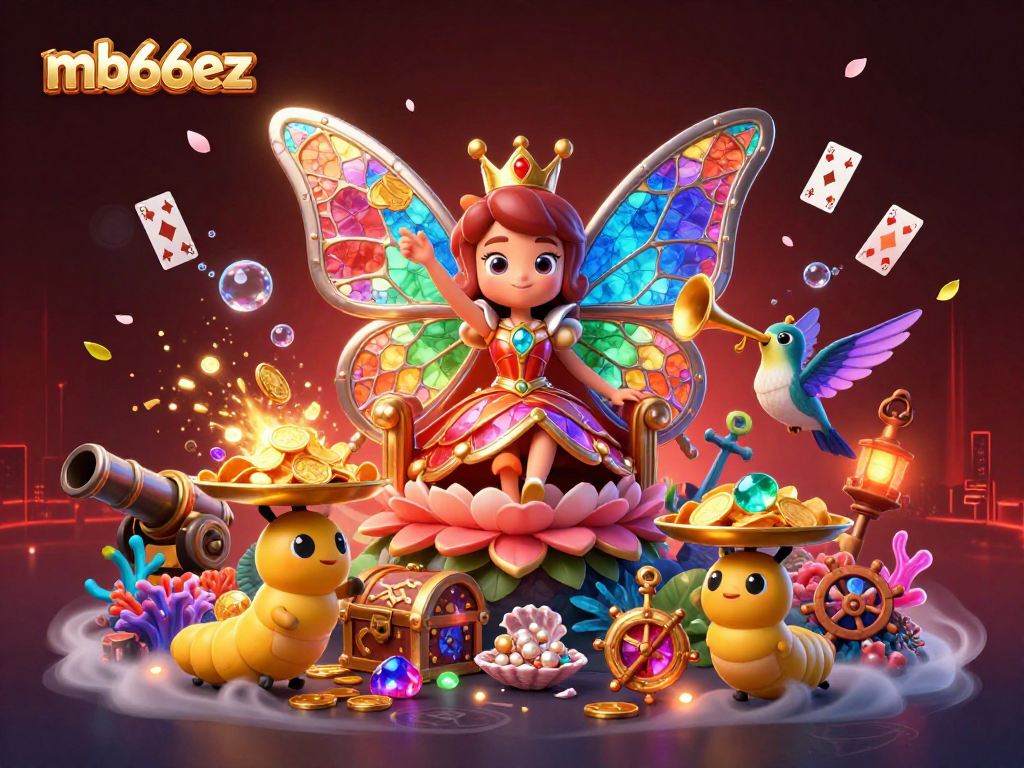 Play exciting games at mb66ez with vibrant illustrations of casino-themed characters and elements.