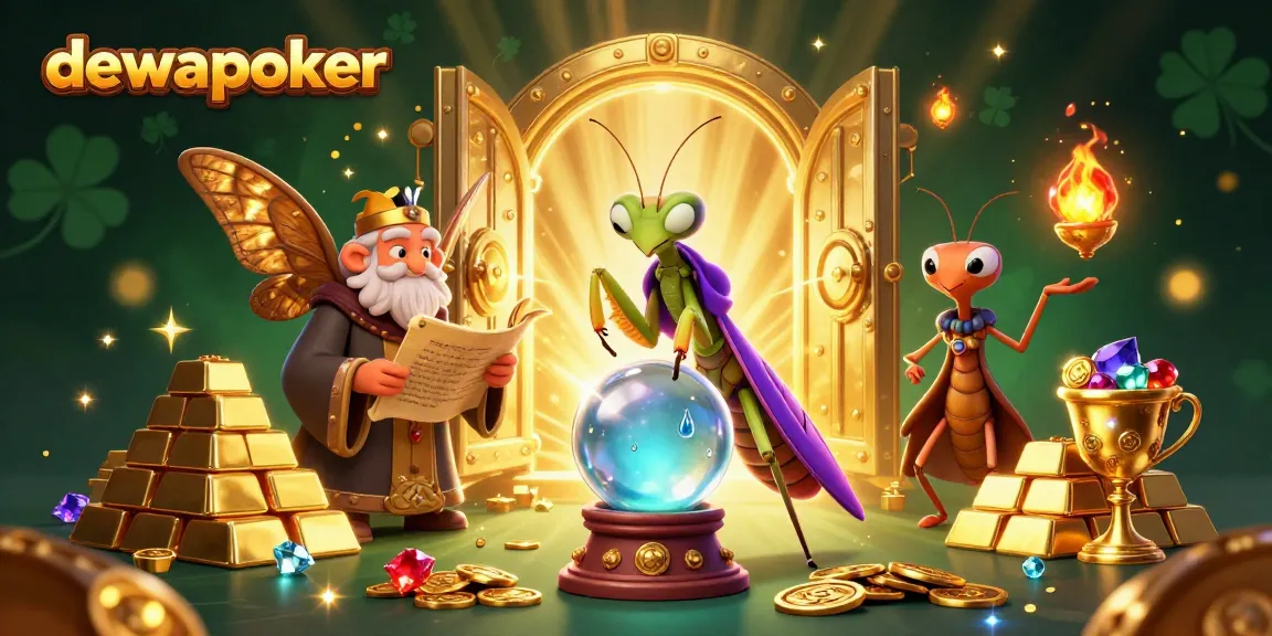 Dewapoker engages players with a mystical scene of fortune tellers and treasure, filled with magical details.