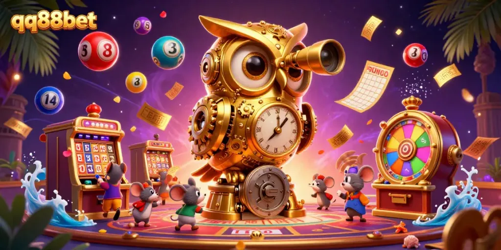 Experience the thrilling ambiance of qq88bet's vibrant casino scene filled with dynamic gaming elements.