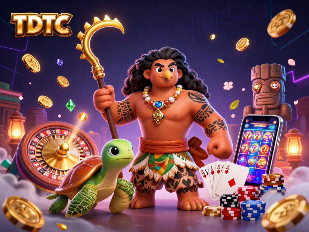 Spin the 3D TDTC roulette wheel and win with vibrant casino characters in an exciting illustration.