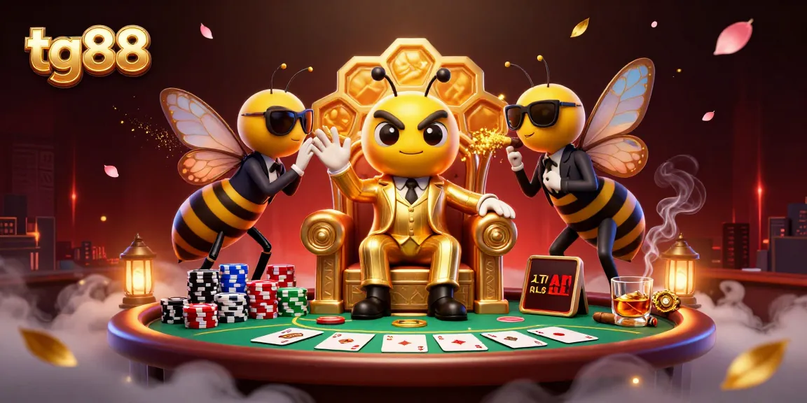 Bet on tg88 for exciting games in a vibrant cartoon scene with poker elements.