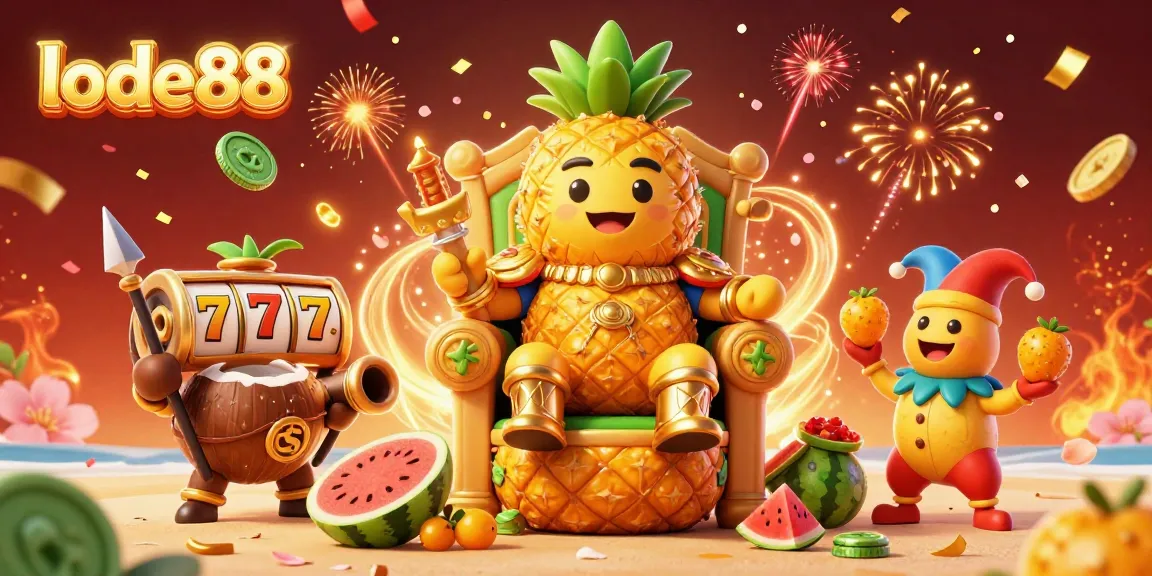 Engage with lode88 as the golden pineapple king reigns in a vibrant beach casino with dynamic slot reels.