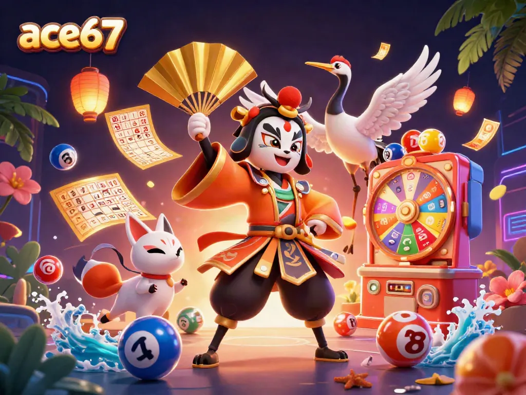 Engage with ace67 through vibrant lottery-themed entertainment elements and dynamic characters.