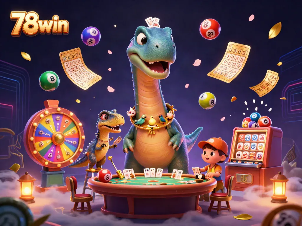 Engage in thrilling gameplay at 78win with colorful lottery balls and dynamic casino elements.