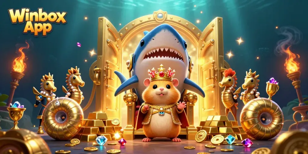 Experience the excitement of the Winbox App with a vibrant underwater casino-themed illustration.