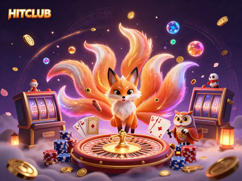 Engage in thrilling gameplay at HITCLUB, featuring vibrant 3D characters amidst a dazzling casino atmosphere.