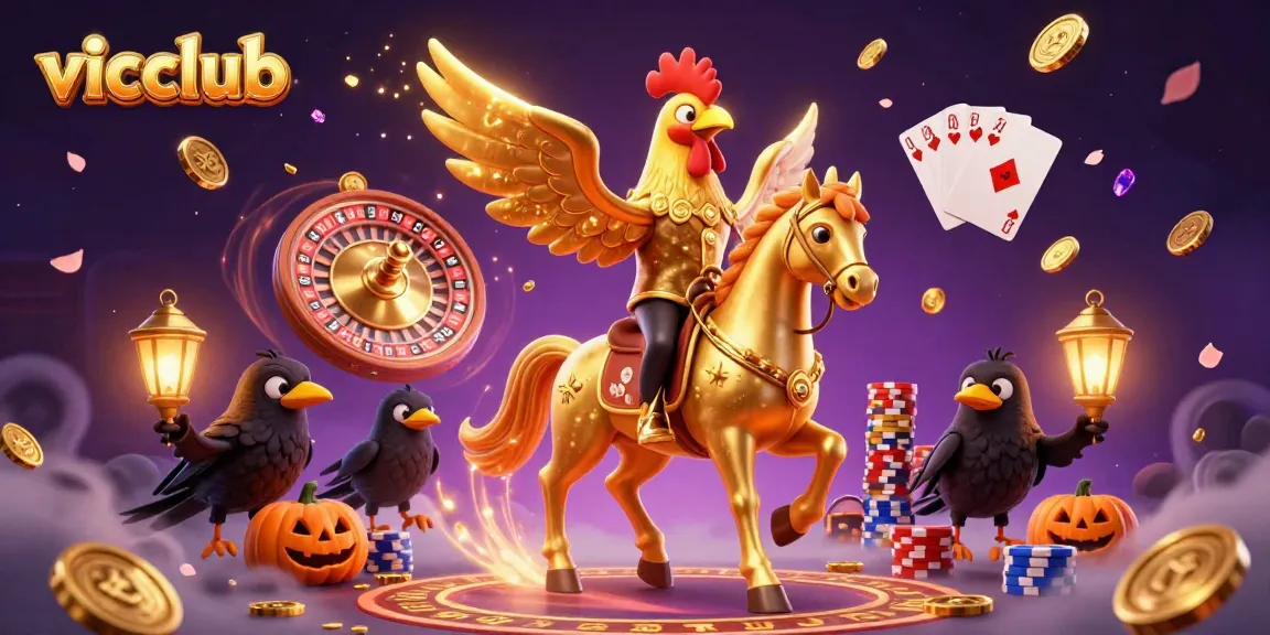 Experience thrilling gameplay at vicclub with vibrant golden rooster characters and dynamic casino elements.