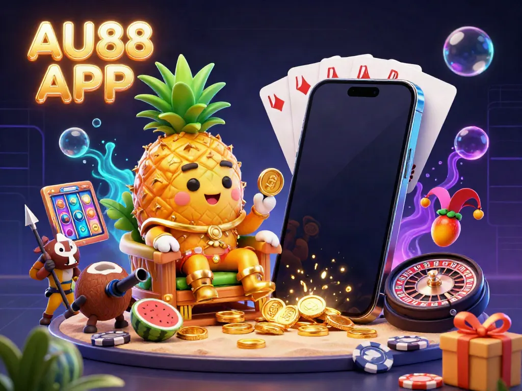Experience the thrill of the AU88 APP with fun gaming characters and engaging casino elements.