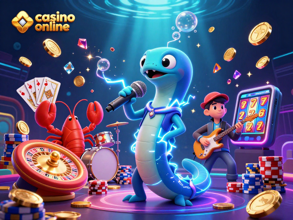 Experience the thrill of casino online with lively electric eel DJ and vibrant underwater gaming elements.