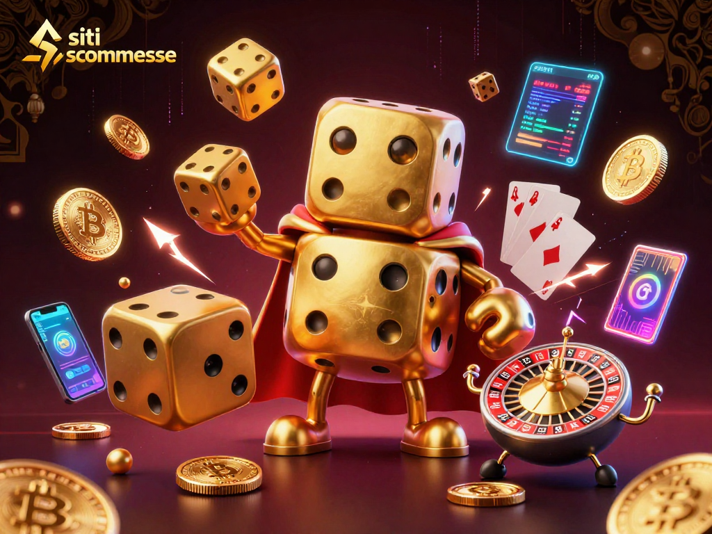 lanciare scommesse nei migliori siti scommesse con un golem di dadi d'oro e monete crypto
