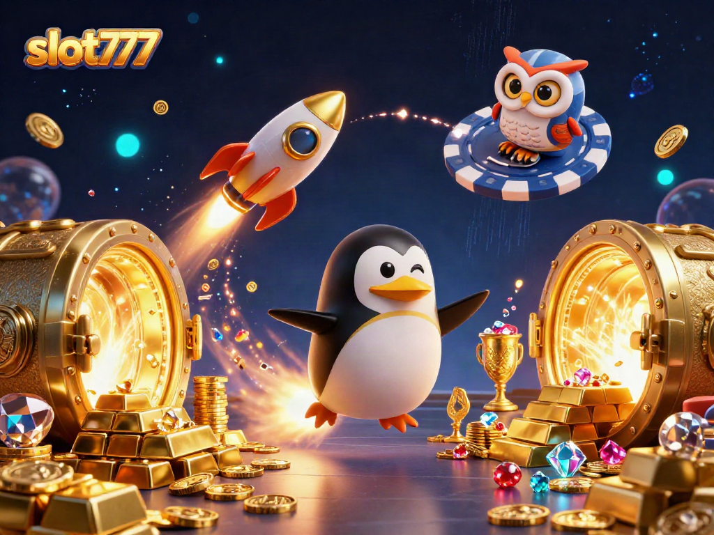 Spin the reels in the slot777 universe with a golden penguin and a casino space station adventure.