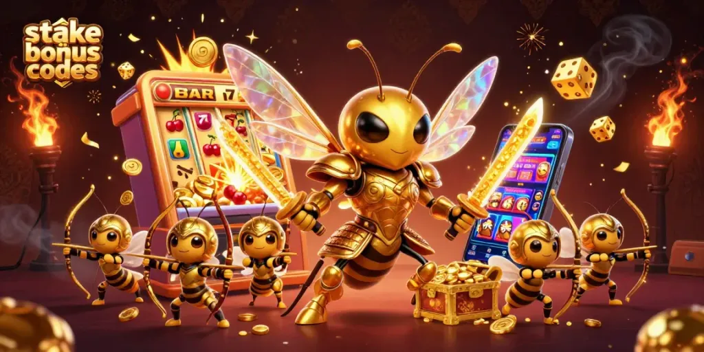 Win exciting rewards using stake us bonus codes with vibrant slot machine scenes and casino excitement.
