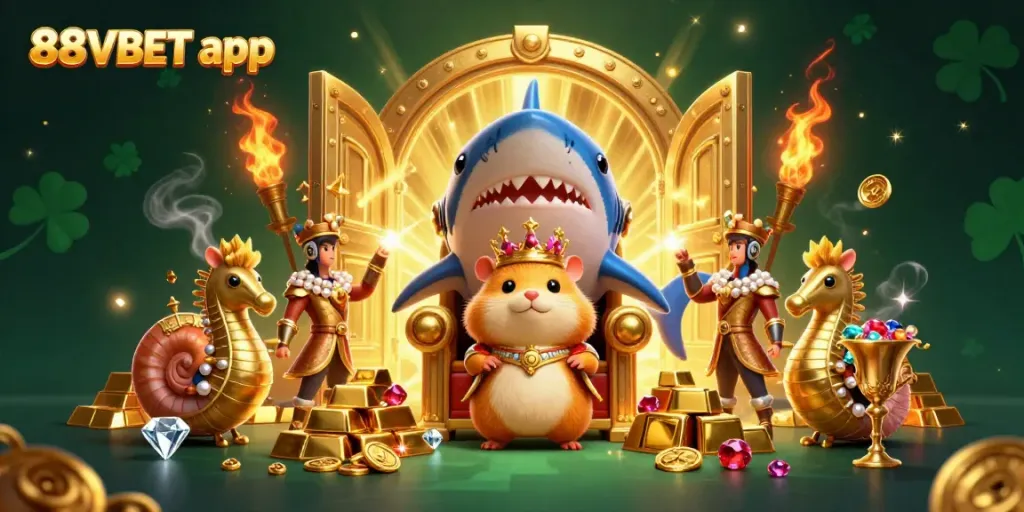 Experience winning moments with the 88VBET app featuring a fierce golden hamster king and treasure