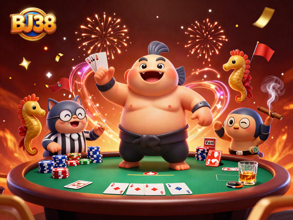 Experience BJ38's vibrant underwater casino scene with unique characters and dynamic gaming elements.