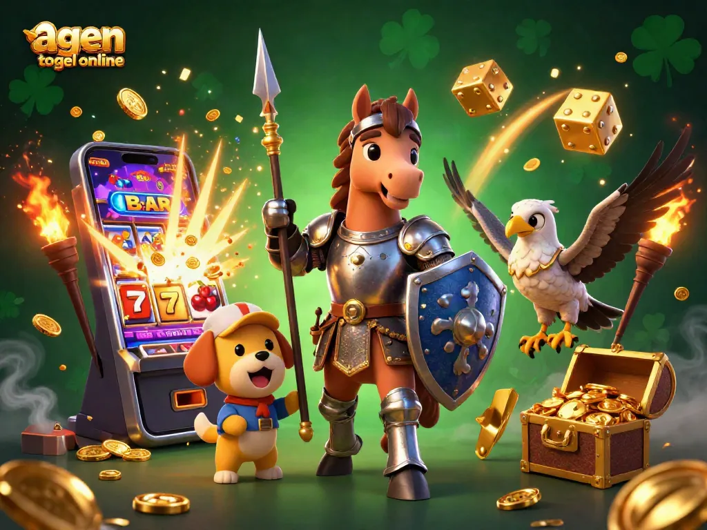 Play exciting agen togel online with immersive gaming visuals, featuring knights and dazzling jackpots.