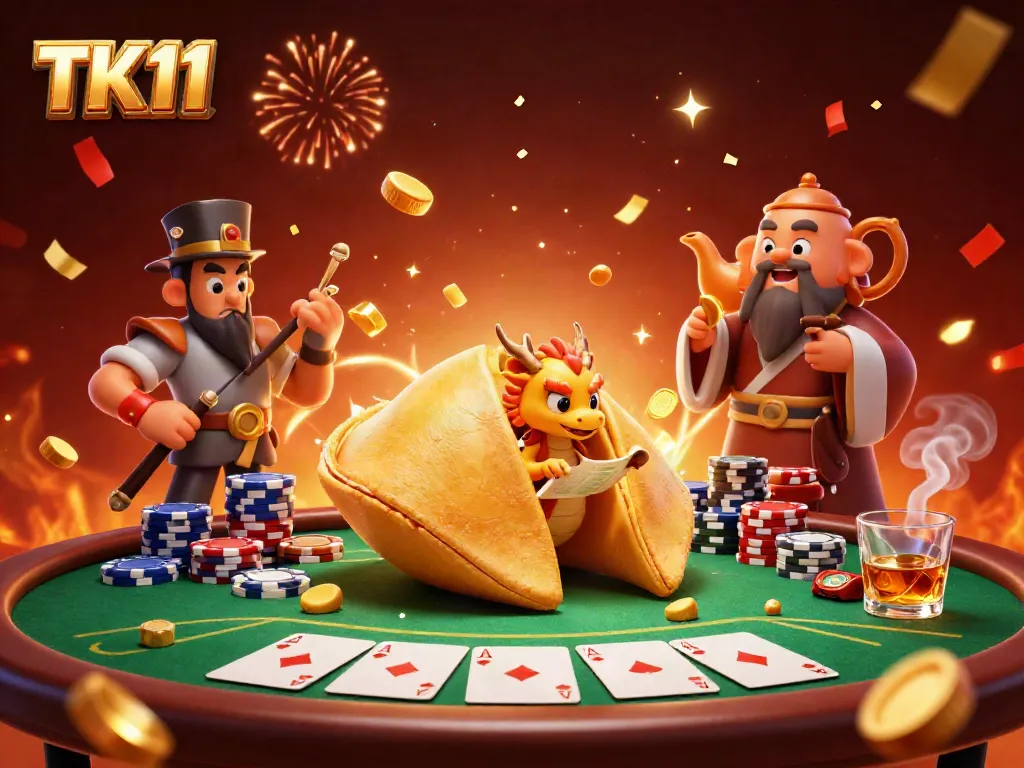 Experience the excitement of TK11 with a vibrant 3D scene depicting a dynamic casino atmosphere featuring classic gaming elements.