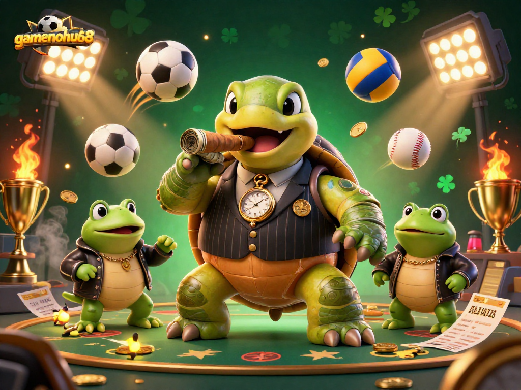 Experience the thrilling action of sports betting with gamenohu68's unique casino illustration.