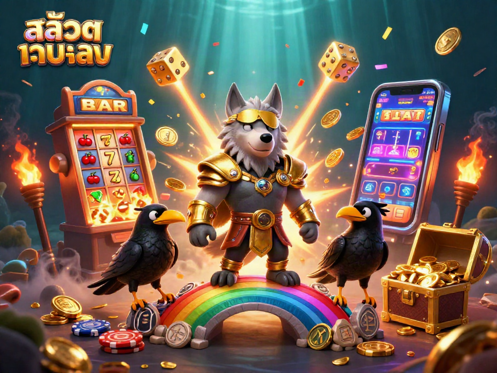 Experience สล็อตเว็บตรง with a jackpot burst in this vibrant 3D casino scene filled with action.