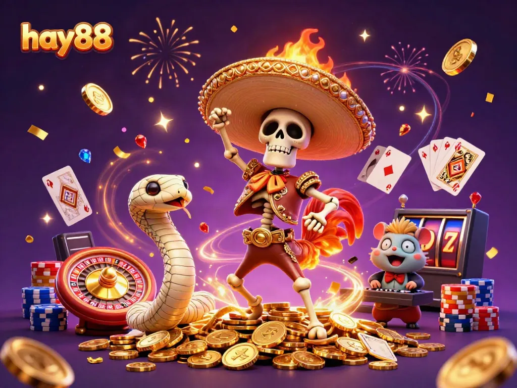 Experience thrilling slots gameplay with hay88 surrounded by vibrant gaming elements and celebratory visuals.
