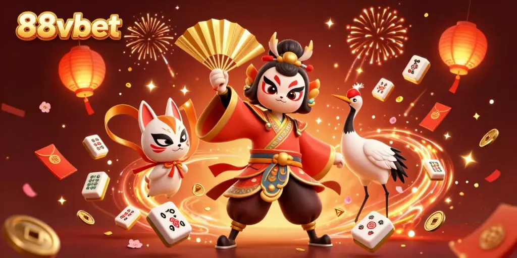 Engage in thrilling gameplay at 88vbet with colorful casino elements and energetic characters.