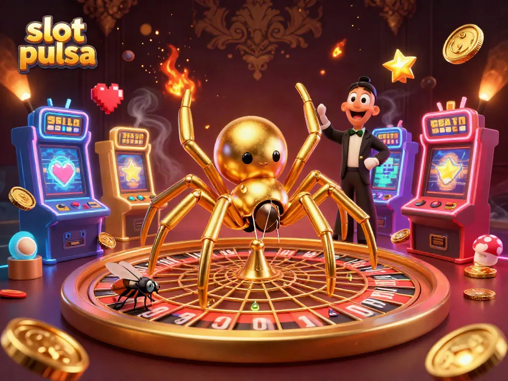 Engage with slots and chance at slot pulsa, as a spider weaves luck around the casino.