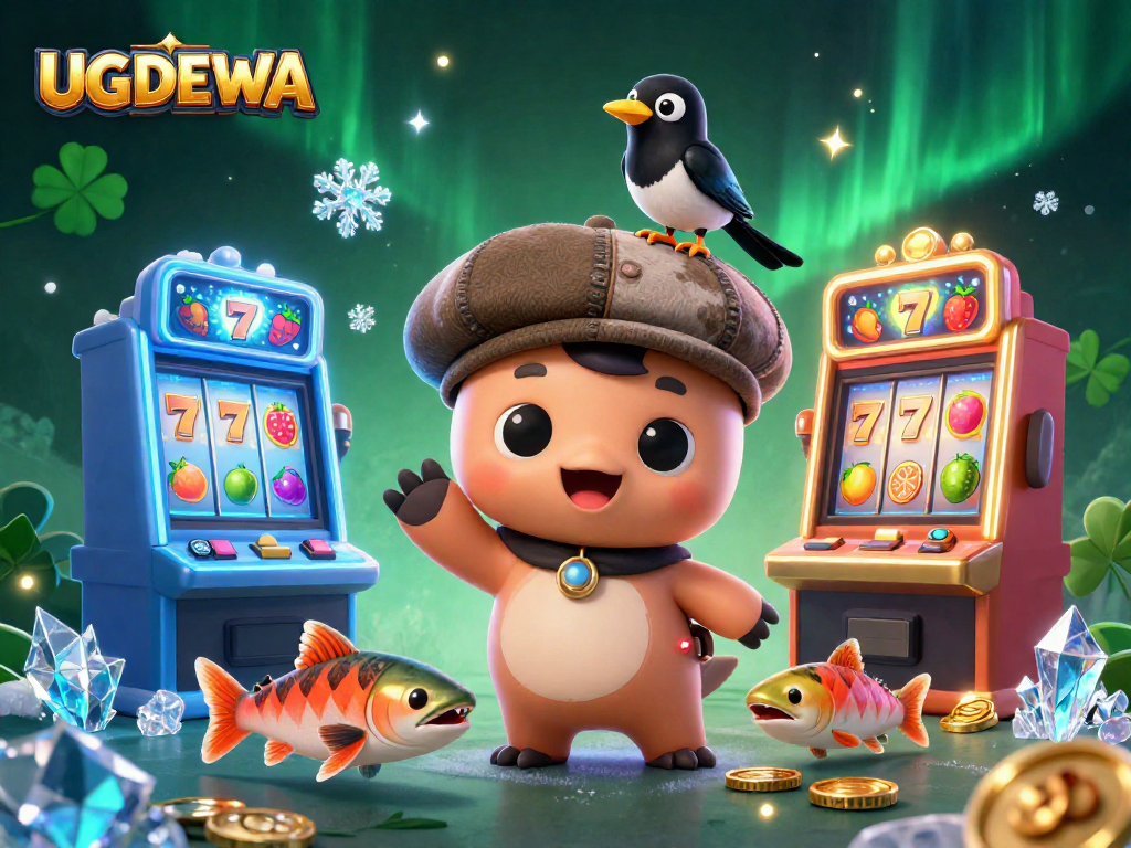 Engage in gaming excitement with UGDEWA, featuring colorful slots and joyful characters!