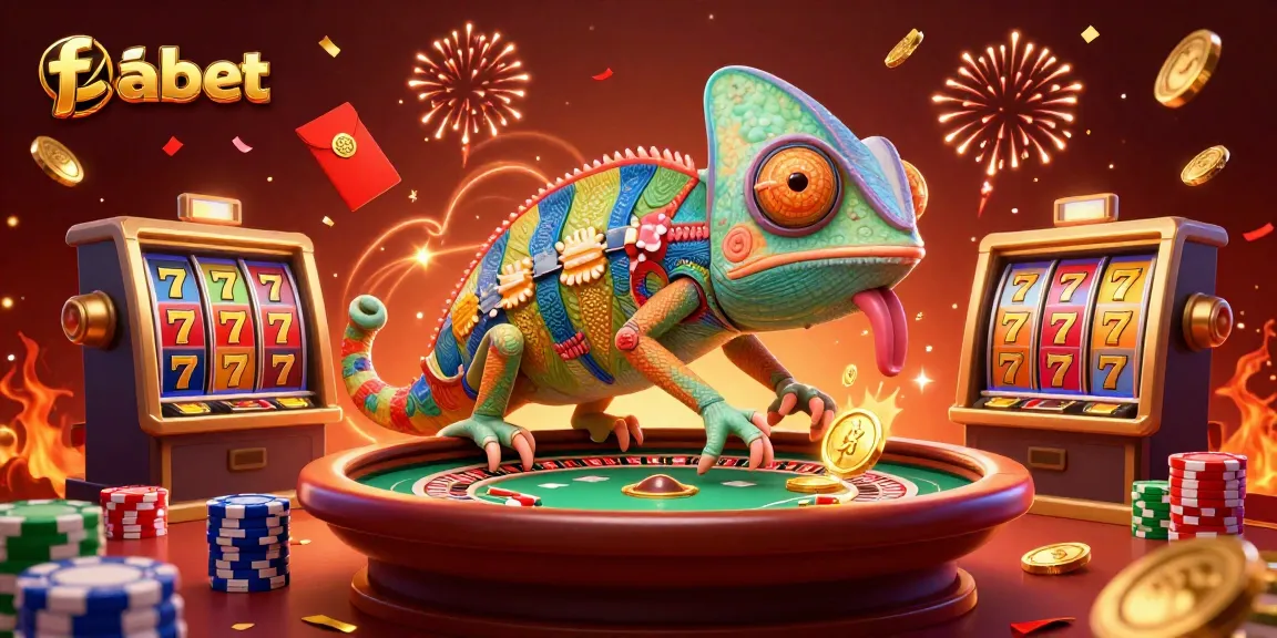 Experience fabet's vibrant casino energy with a colorful chameleon and dynamic gaming elements.