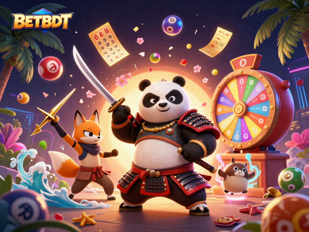 BETBDT brings excitement with cartoon characters amidst colorful lottery elements and rich details.