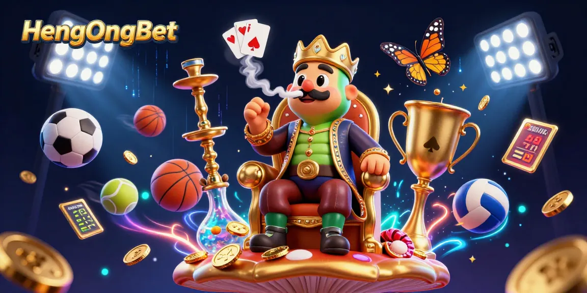 Engage with HengOngBet's dynamic gaming atmosphere featuring sports elements and vivid illustrations.