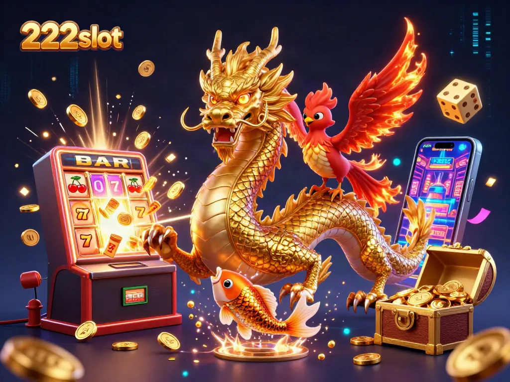 Menangkan jackpot di 222slot dengan ilustrasi kasino yang kaya detail dan suasana meriah.