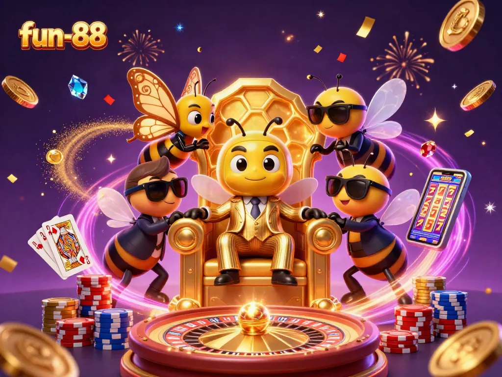 Experience excitement and winnings at fun-88 with a 3D casino scene filled with dynamic gaming elements.