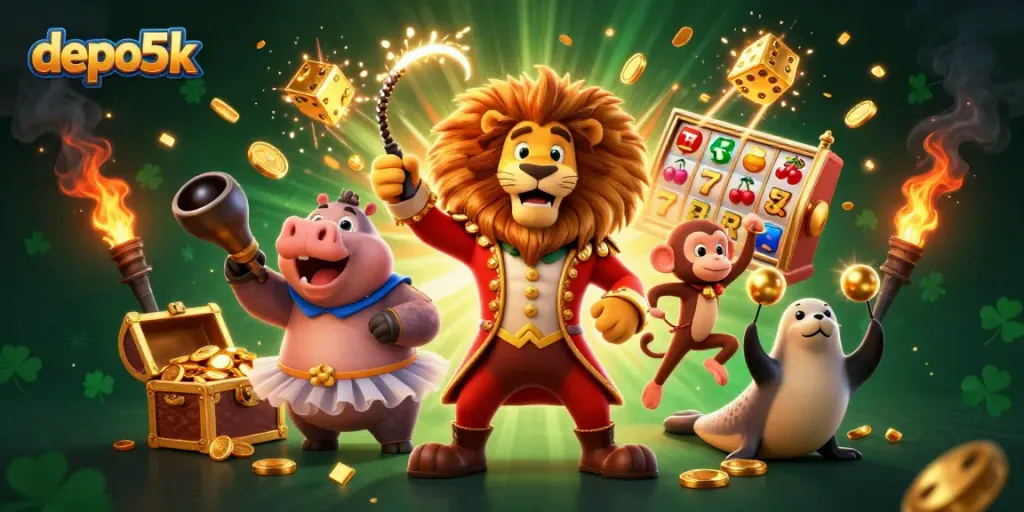 Join the fun at depo5k with lively circus characters and thrilling jackpot wins!