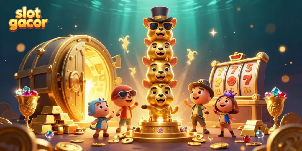 Experience the lively excitement of slot gacor with colorful 3D characters and treasure elements.