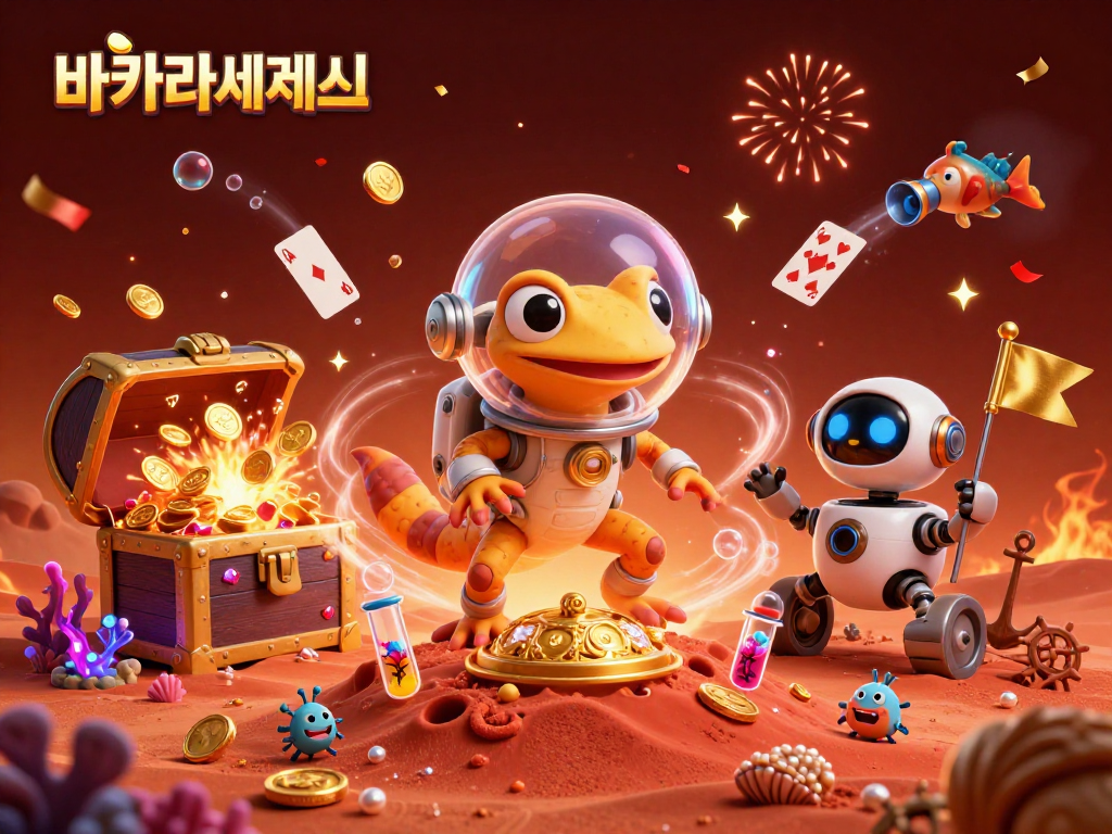 바카라사이트에서 흥미로운 게임 경험을 즐기며 승리하는 입장을 시뮬레이션한 3D 일러스트입니다.