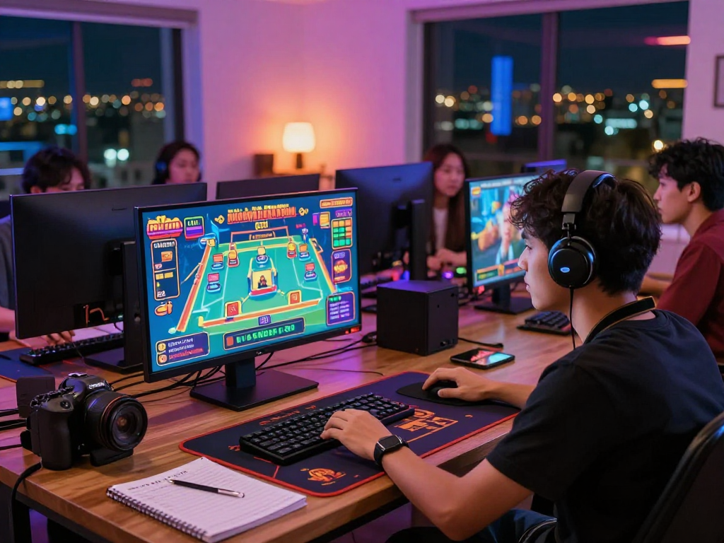 Pengalaman bermain situs toto 4d dengan pemain antusias dan sorakan teman di latar belakang.