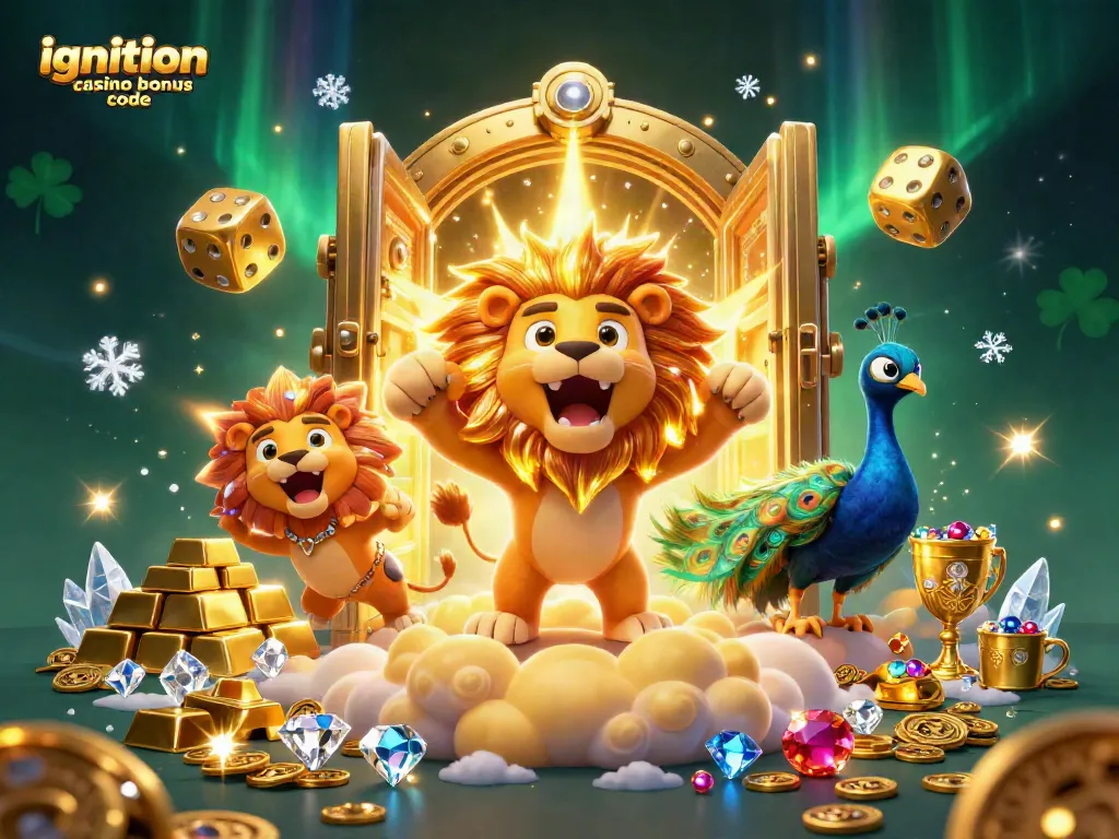 Spin to win with the ignition casino bonus code, featuring bright visuals and glimmering gems.